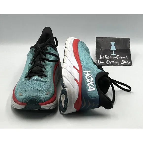 Hoka One One Men's Teal Aquarelle Clifton 8 Running Athletic Shoes Sz 11.5D 3021 - Picture 12 of 16